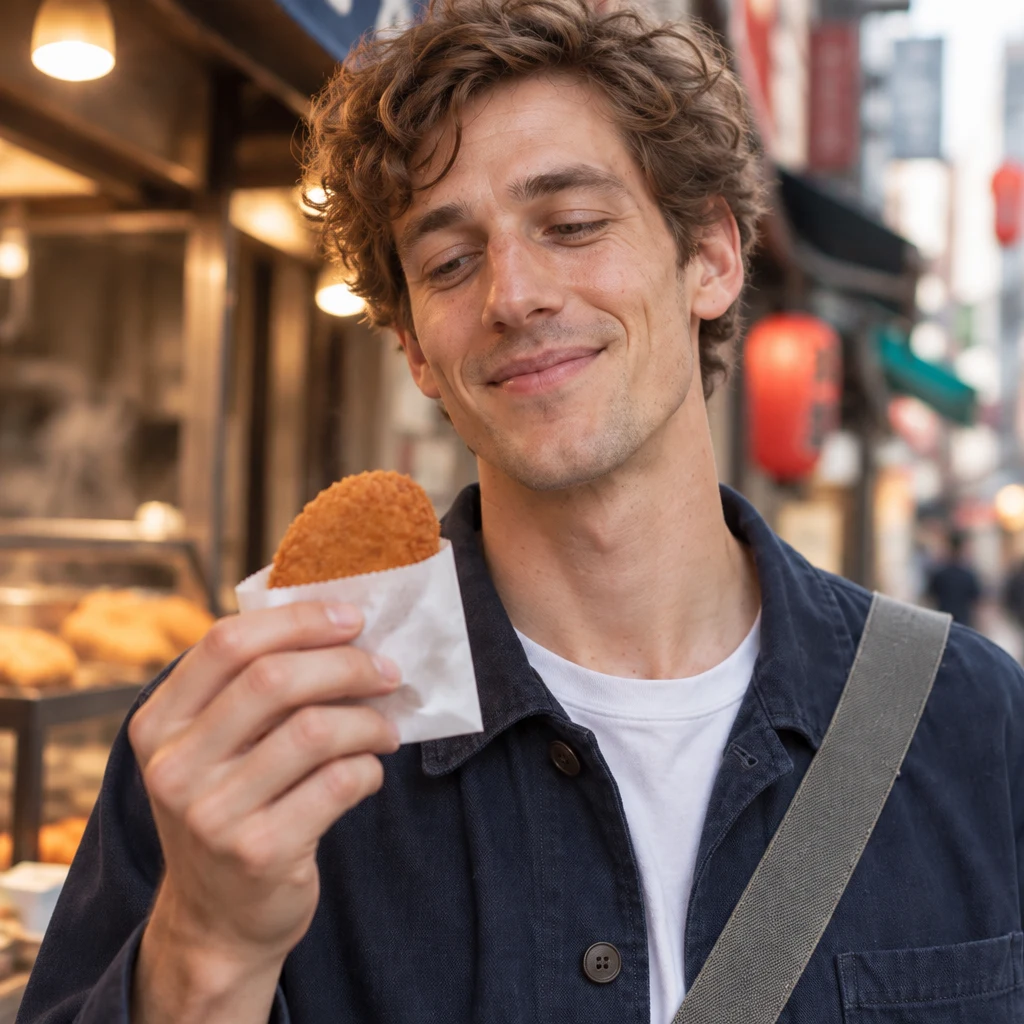 Leo appreciates the croquette after hearing that its price has gone up.