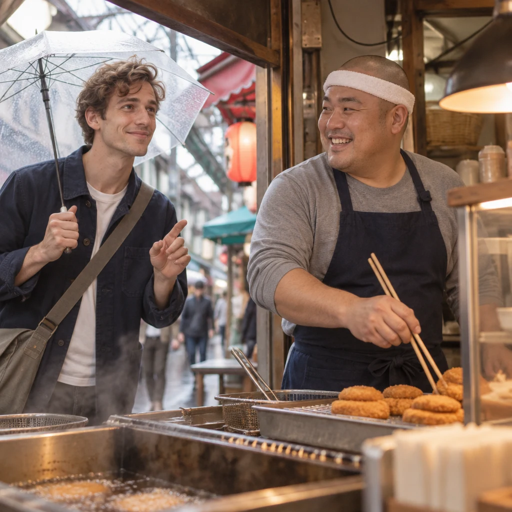 Leo politely asks Kenta to show him the recipe, acknowledging that Kenta is busy.