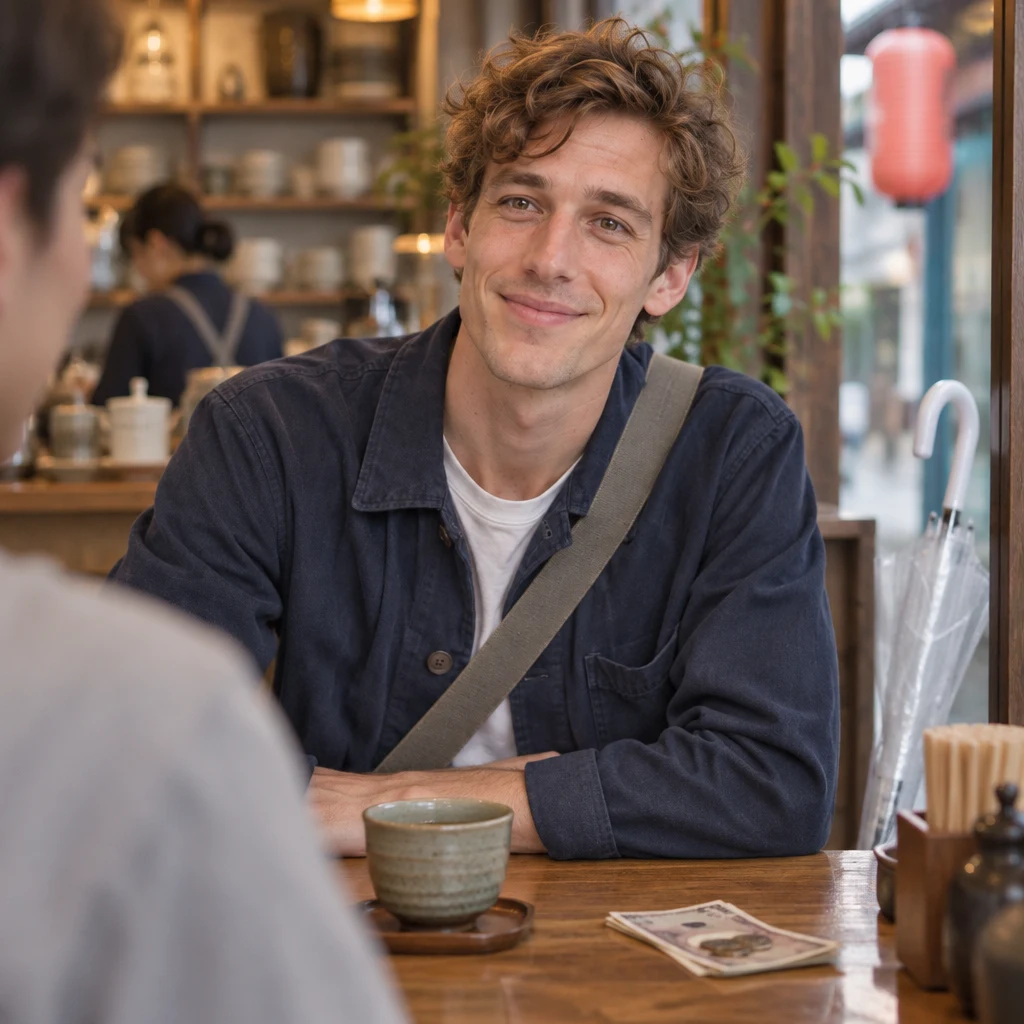 Leo reassures the newcomer that tipping is not customary.