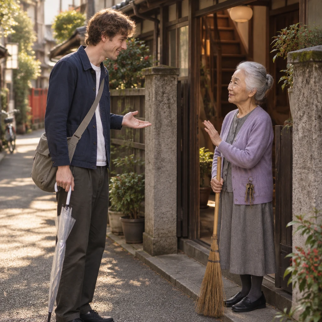 Leo asks Ono-san whether utilities are included in the rent.
