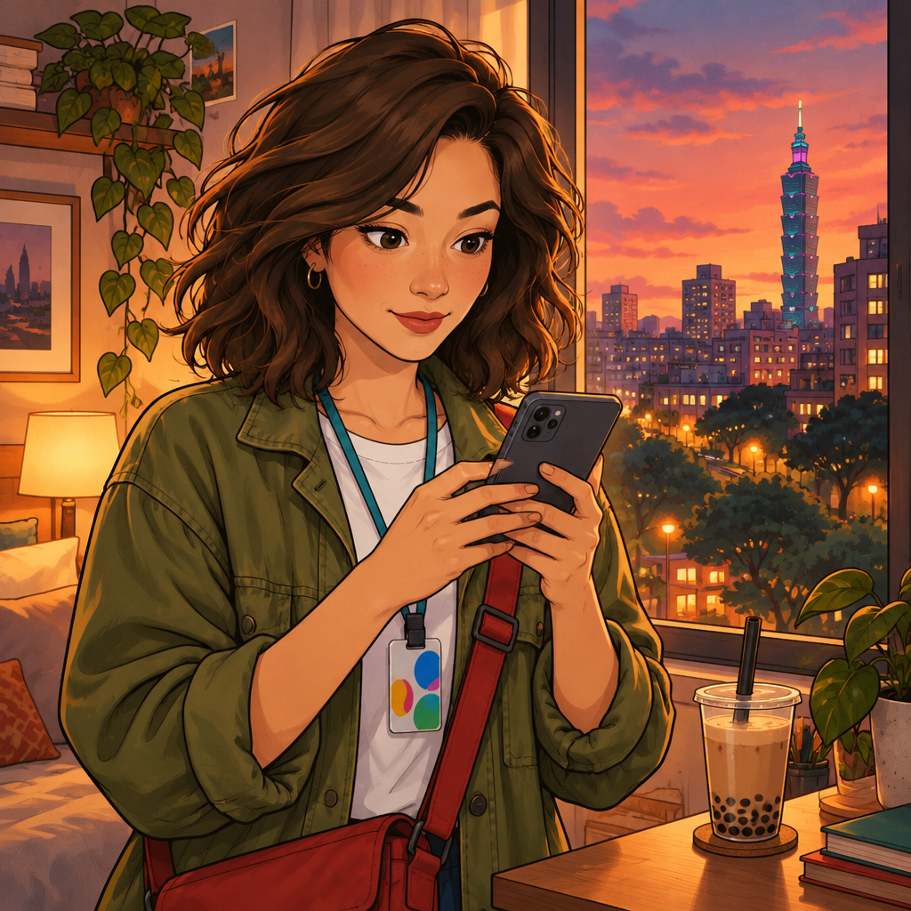 Maya checks her phone again as evening approaches.