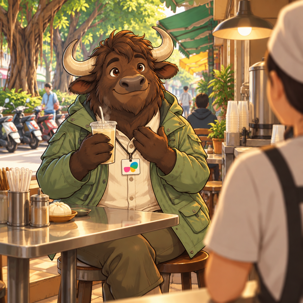 Ali gives an especially heartfelt thank-you from his back table after receiving his soy milk.