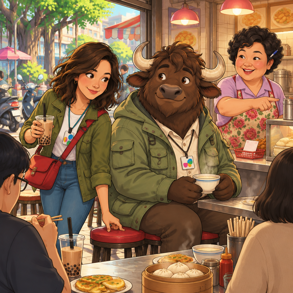 Maya squeezes between breakfast customers and bumps the spare stool beside A-Li, who stays seated while Auntie Lin points her toward the counter.