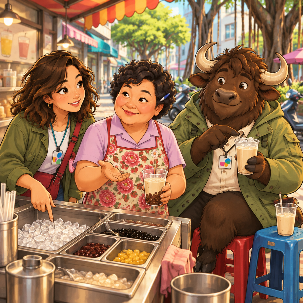 Maya asks Auntie Lin about the meaning of ice while Ali confidently offers his own explanation.