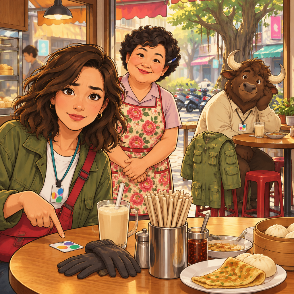 Maya points to the EasyCard beside the gloves to indicate that it is not hers.