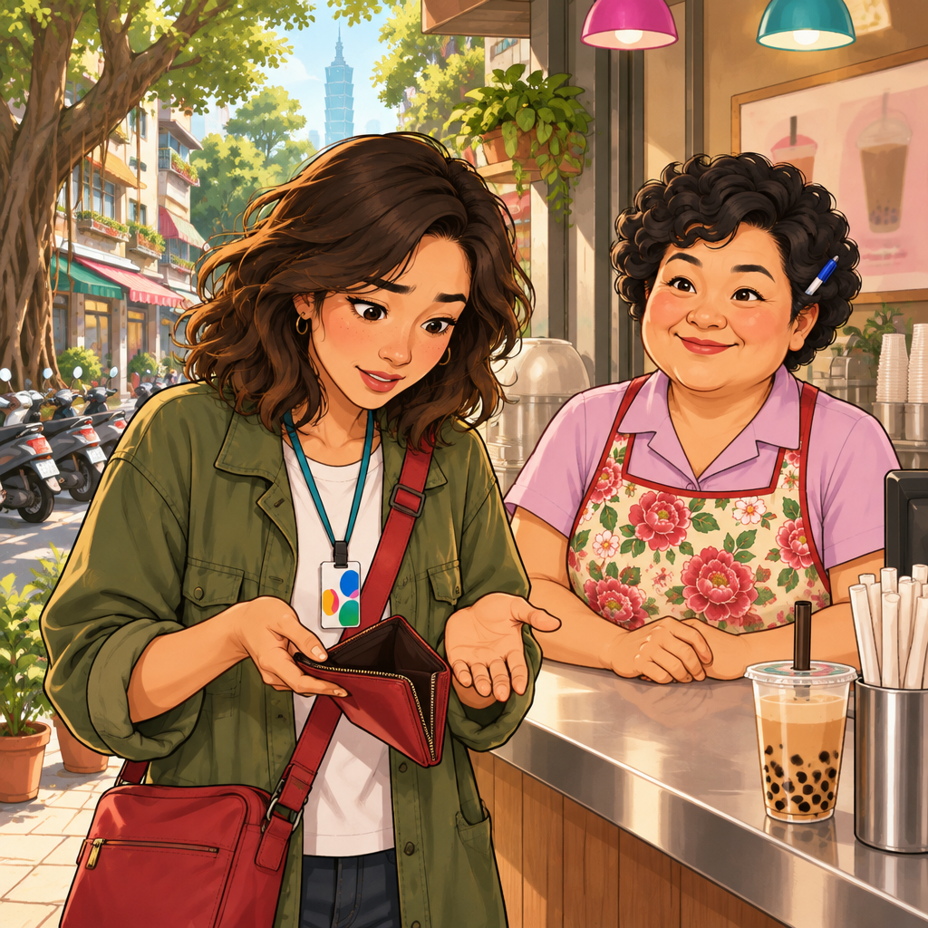 Maya shows Auntie Lin that she has no membership card.