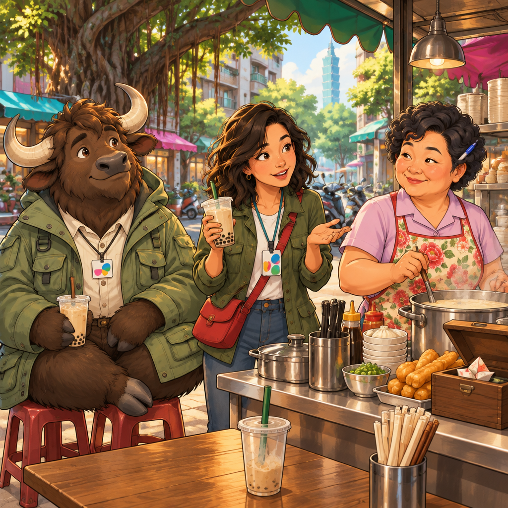 Maya asks Auntie Lin whether the cup she is holding is soy milk.