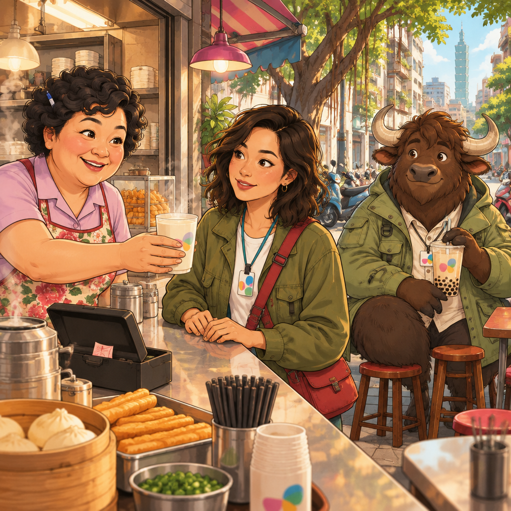 Auntie Lin offers Maya soy milk and checks whether she wants it.