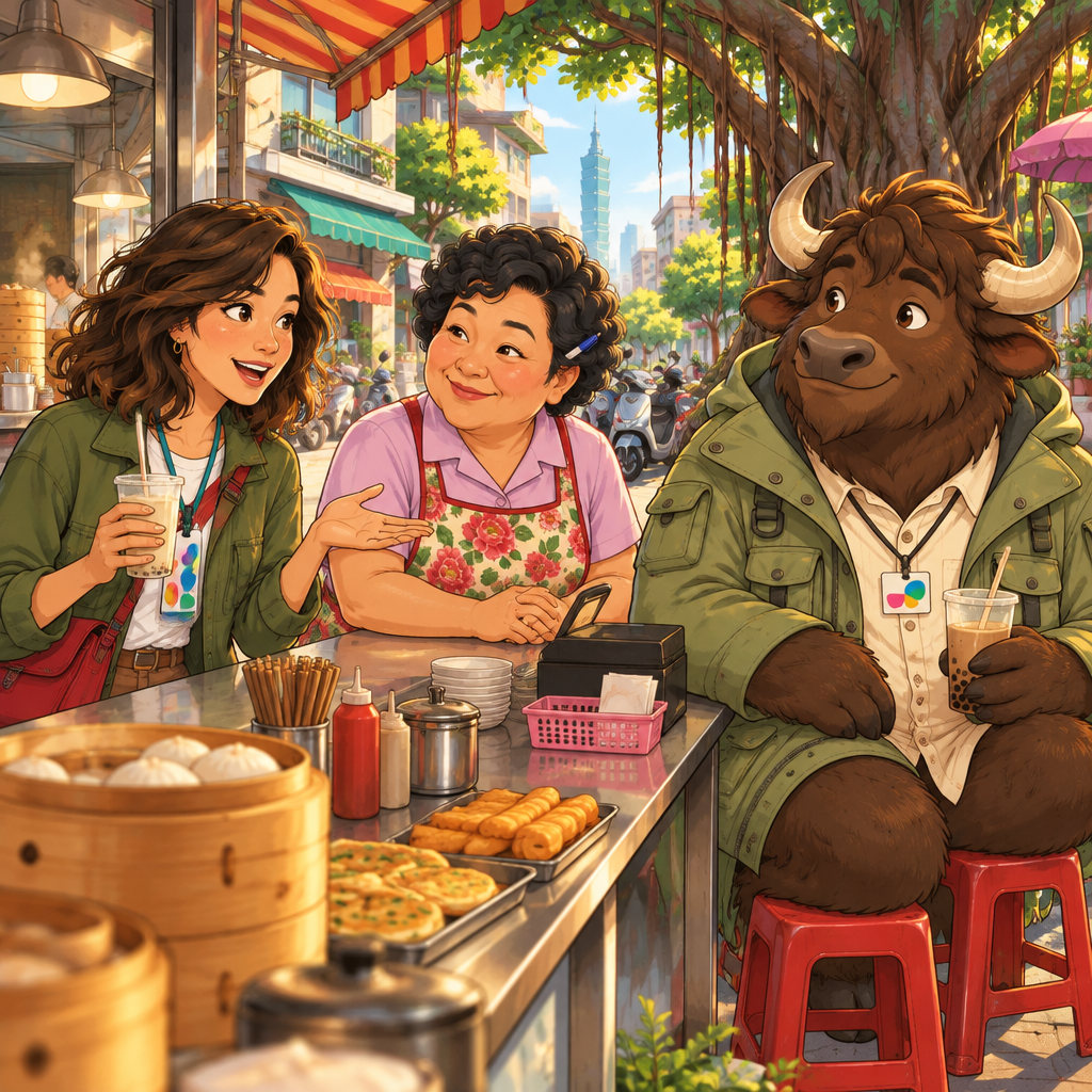 Maya asks Auntie Lin whether her soy milk choice is okay.