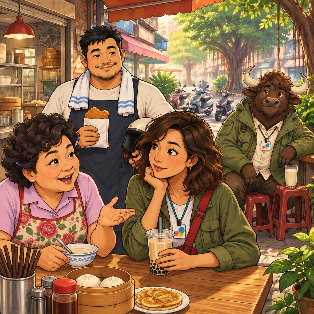 Auntie Lin turns toward Maya and asks whether she has siblings.