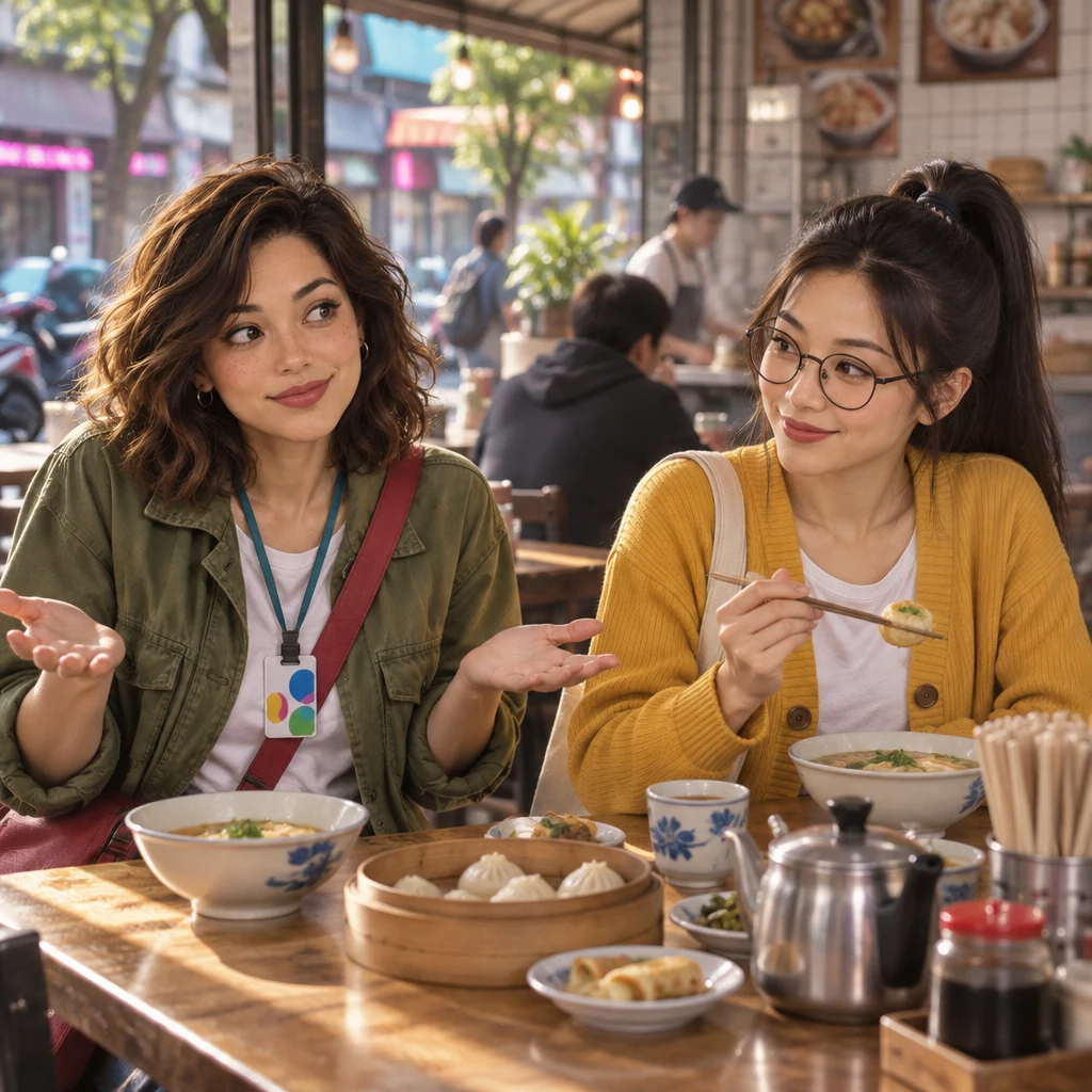 Maya gives a hesitant shrug as she tells Yi-Jun she has not decided yet.