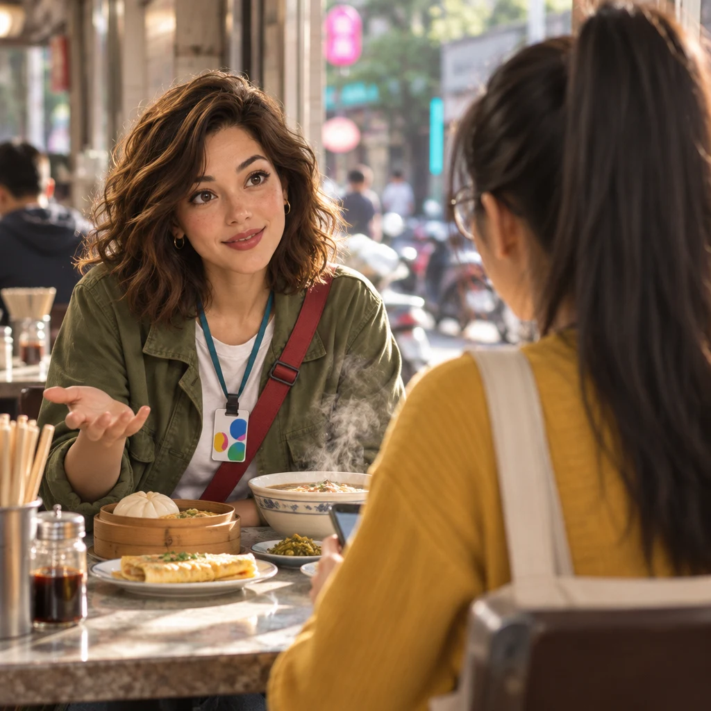 Maya asks Yi-Jun what time would work for him.
