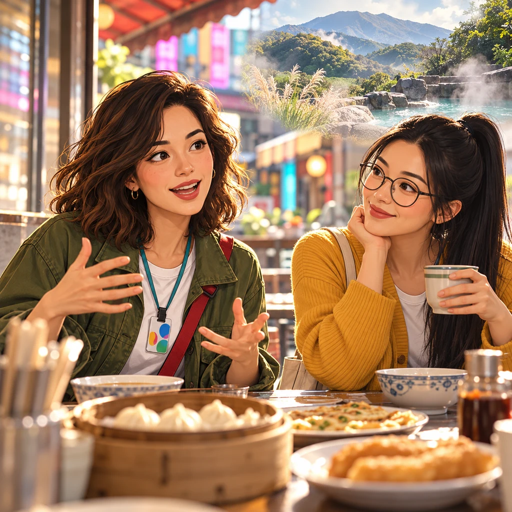 Maya describes her Saturday trip to Yangmingshan while Yi-Jun listens.