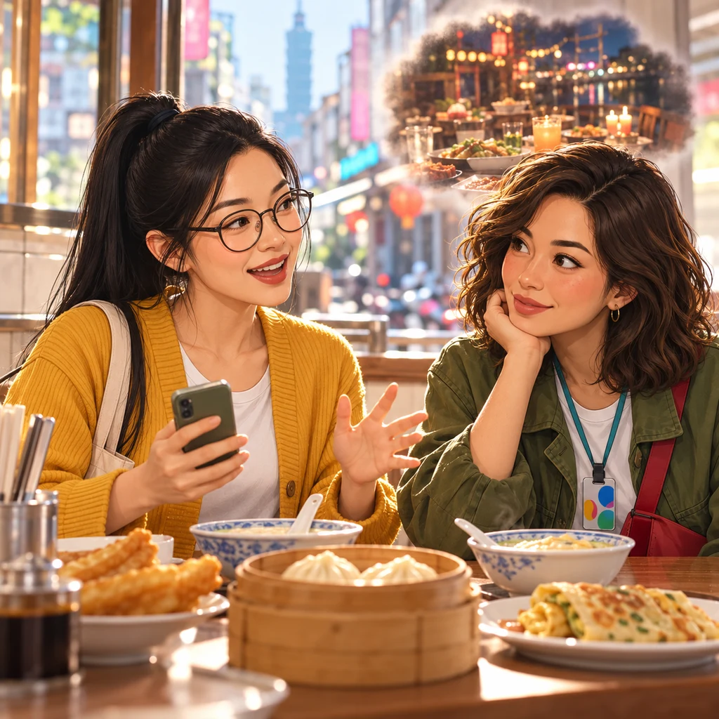 Yi-Jun tells Maya about having dinner with friends while Maya listens.