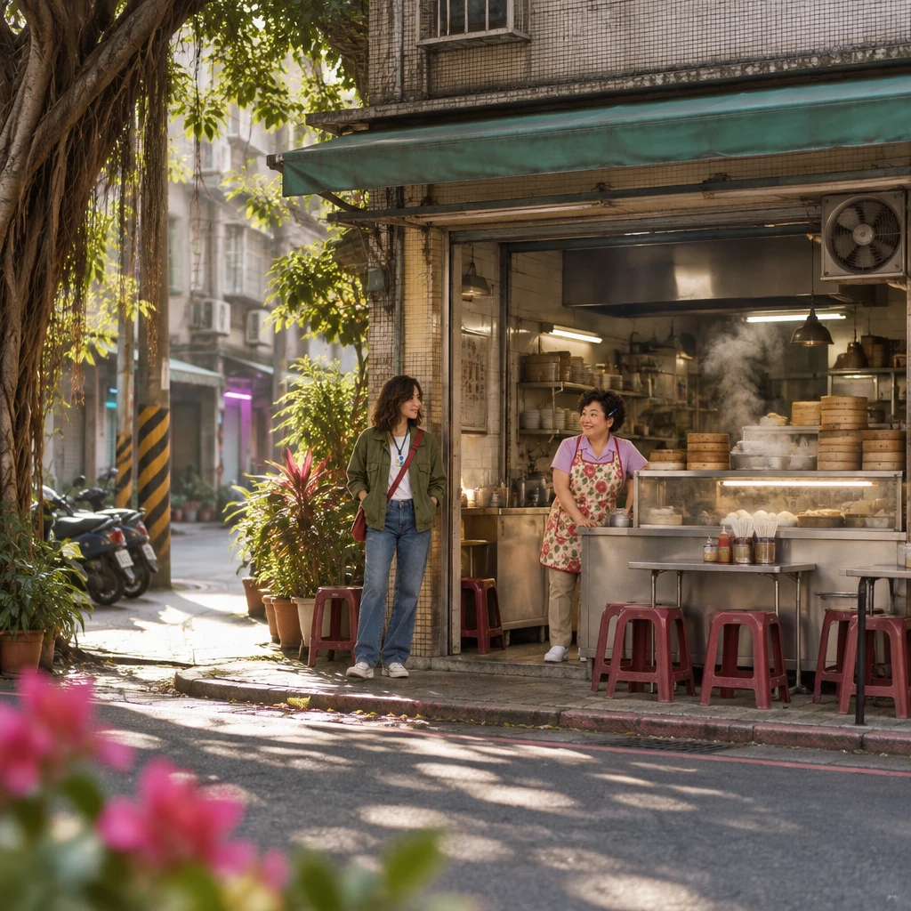 Maya reaches Banyan Breakfast in the morning as Auntie Lin looks up from the counter.