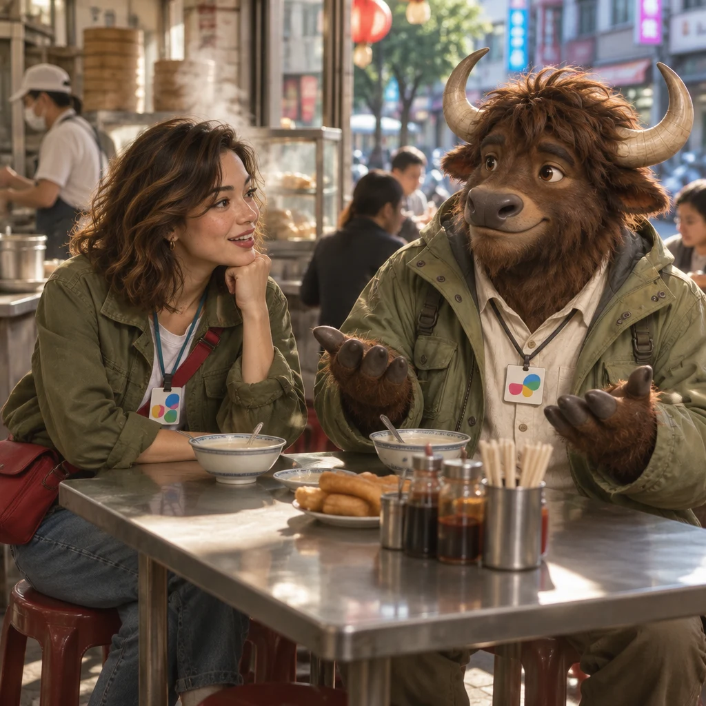 Maya tells A-Li she has been to Tainan while they sit at the breakfast table.