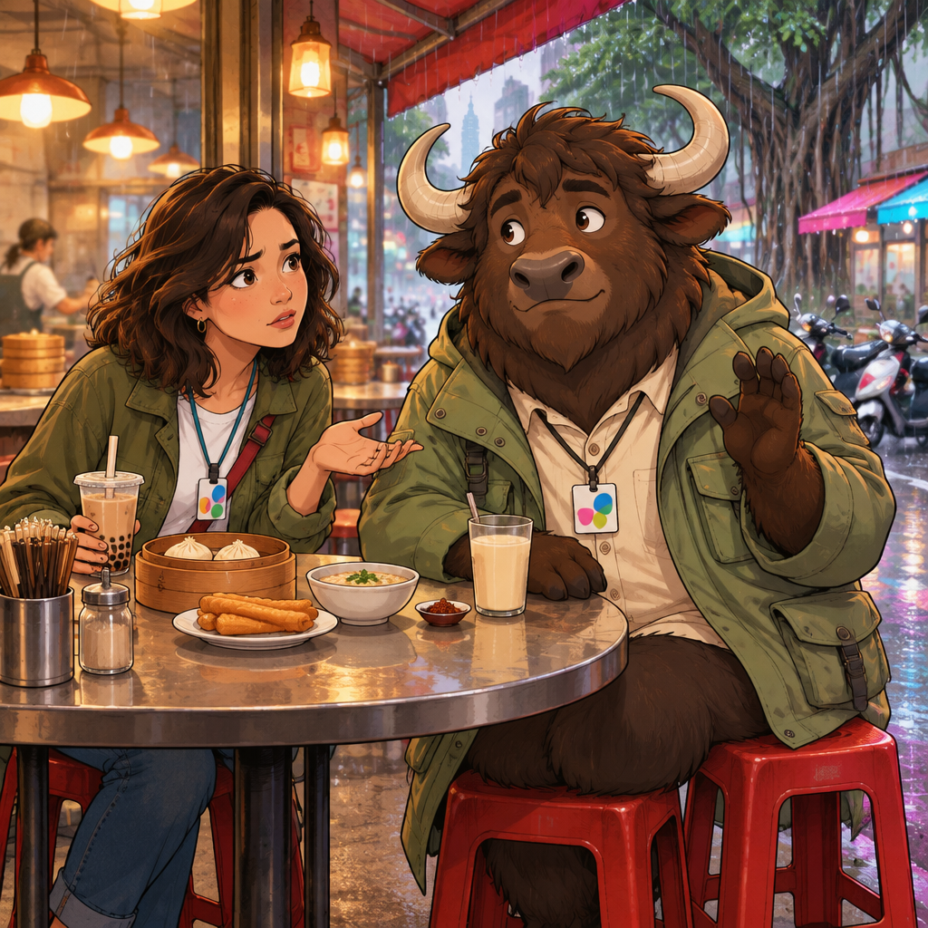 Maya notices that A-Li has abruptly stopped in the middle of his story.