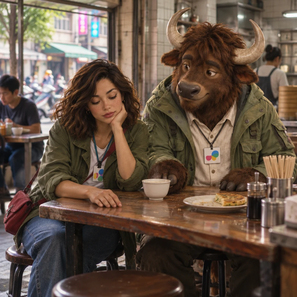 Maya slumps at the back table beside A-Li and the unfinished soy milk, the morning already gone.