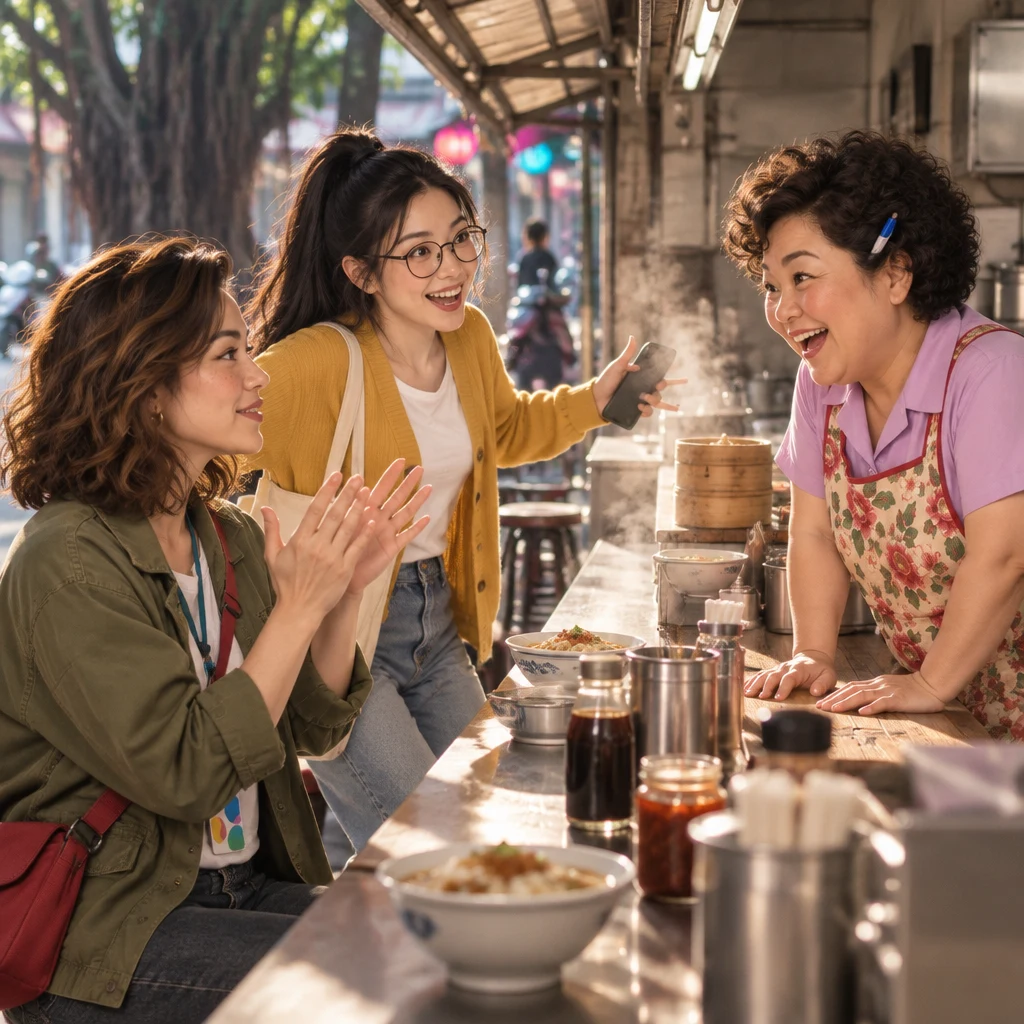 Maya claps at the ending while Yi-Jun is half off his stool with arms spread wide and Auntie Lin plants her hands on the counter.