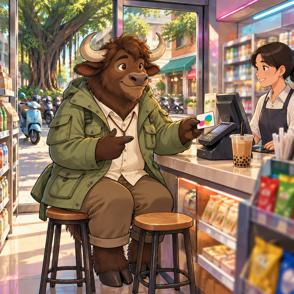Ali asks to add money to his transit card at a convenience-store counter.