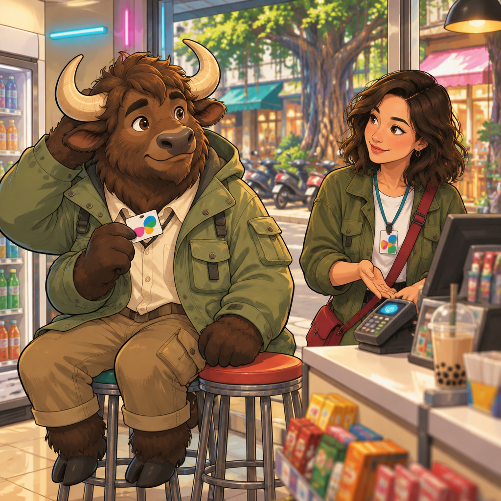 Ali asks Maya where he can top up his transit card while they stand inside the convenience store.