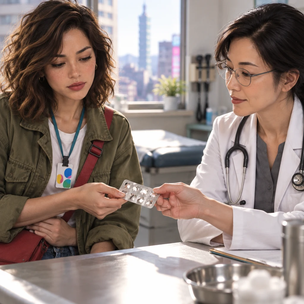 Maya shows Dr. Chen that she took medicine but still feels unwell.
