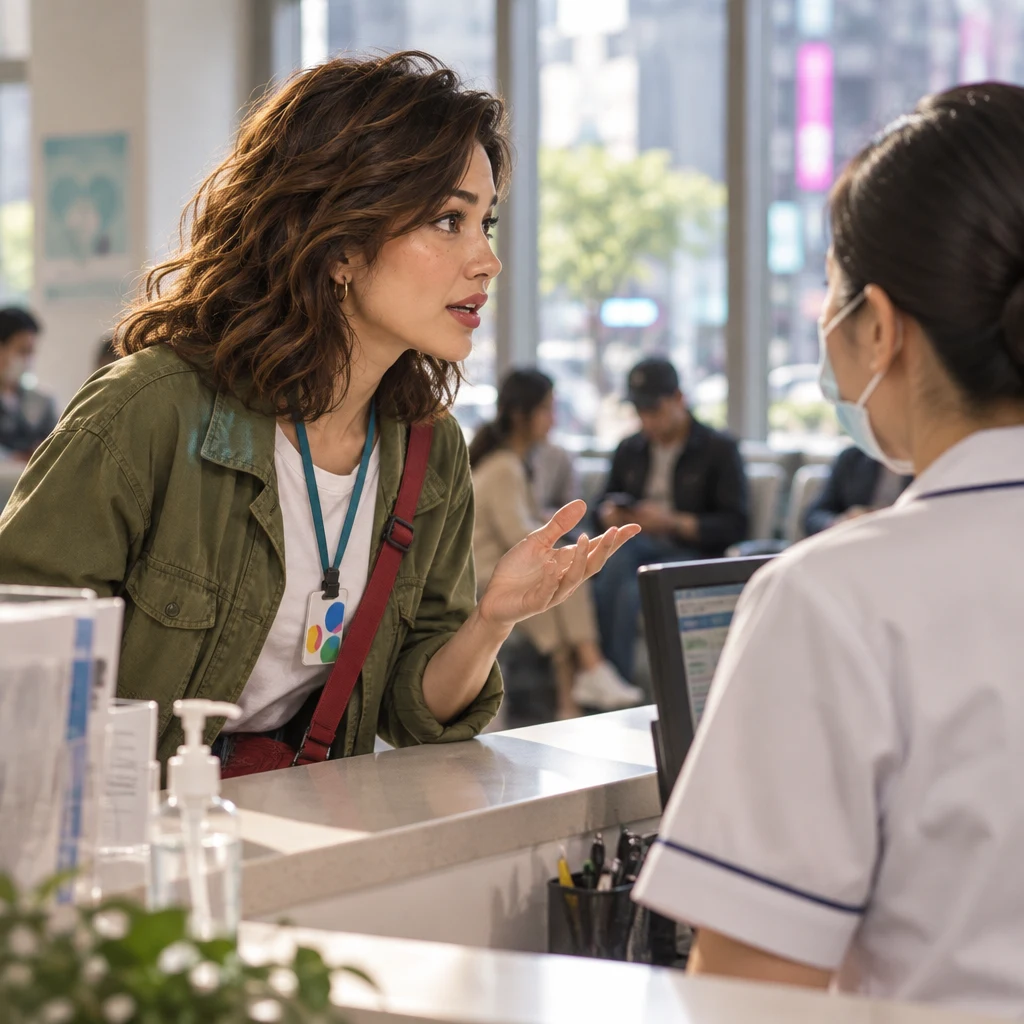 Maya realizes her turn has passed and tells the nurse.
