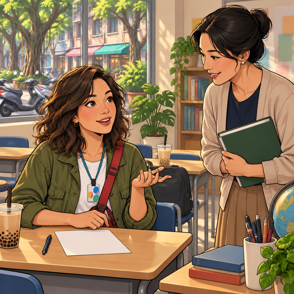Maya asks the teacher if she can hand in her work tomorrow.