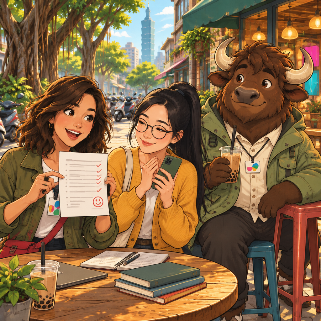 Maya tells Yi-Jun she received a high test score, with her test paper showing no legible marks.
