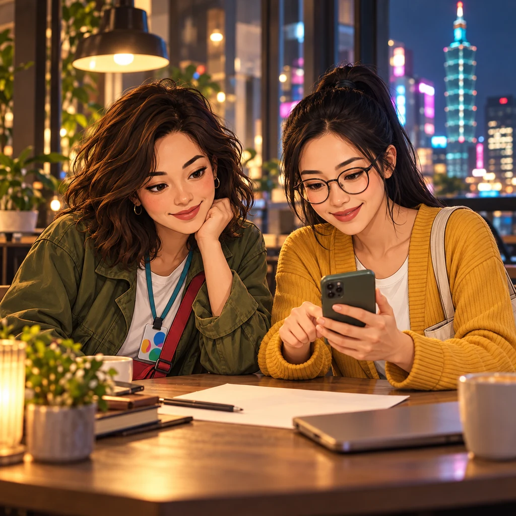 Maya and Yi-Jun make plans together after work.