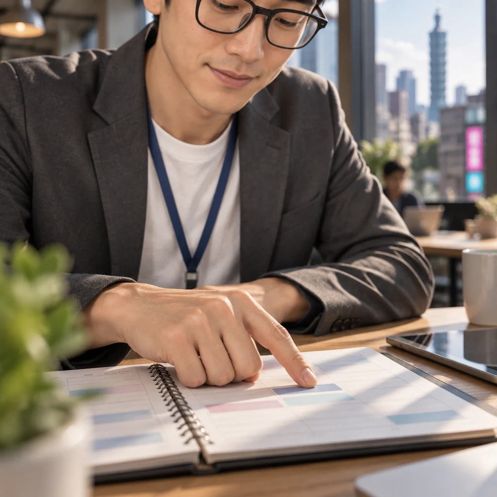 Zhi-Ming taps a later block of a weekly planner to mark the expected handoff day.