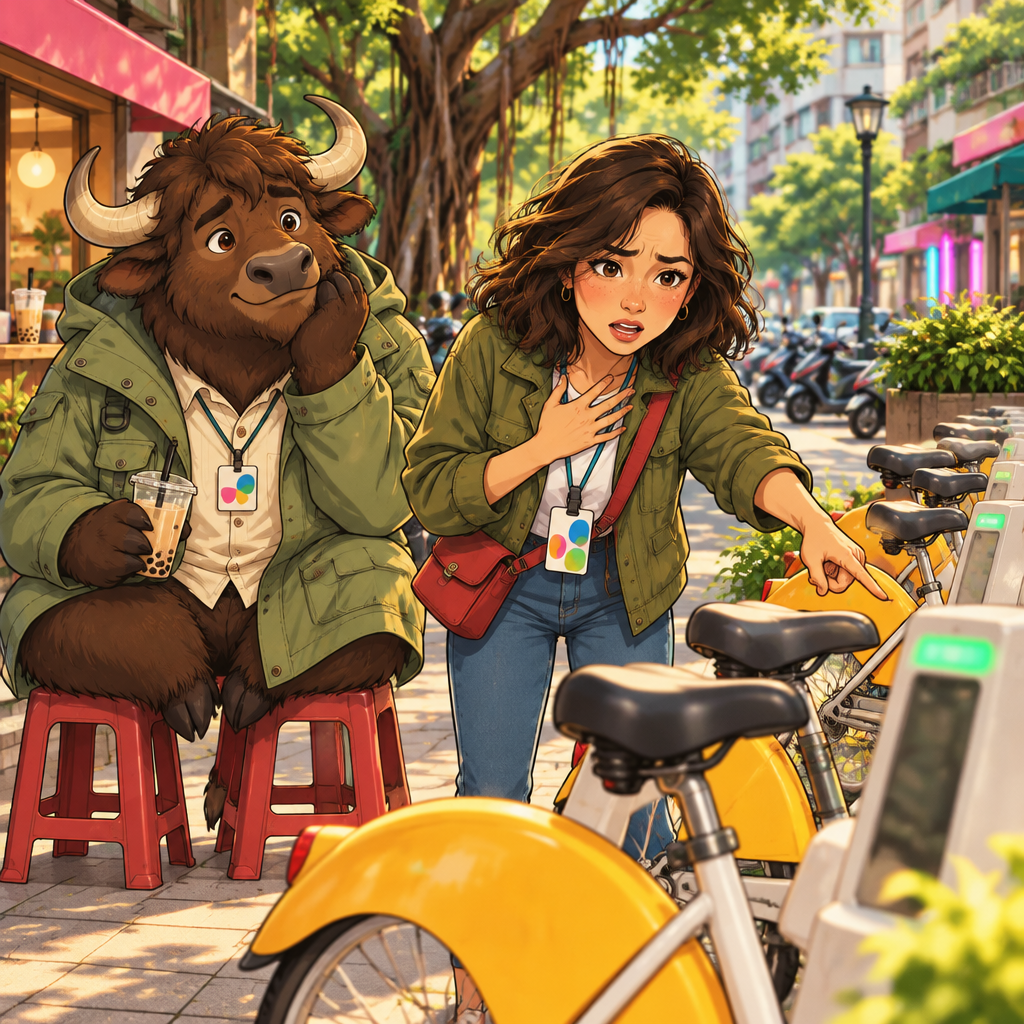 Maya makes clear that she needs help as the bicycle remains locked.