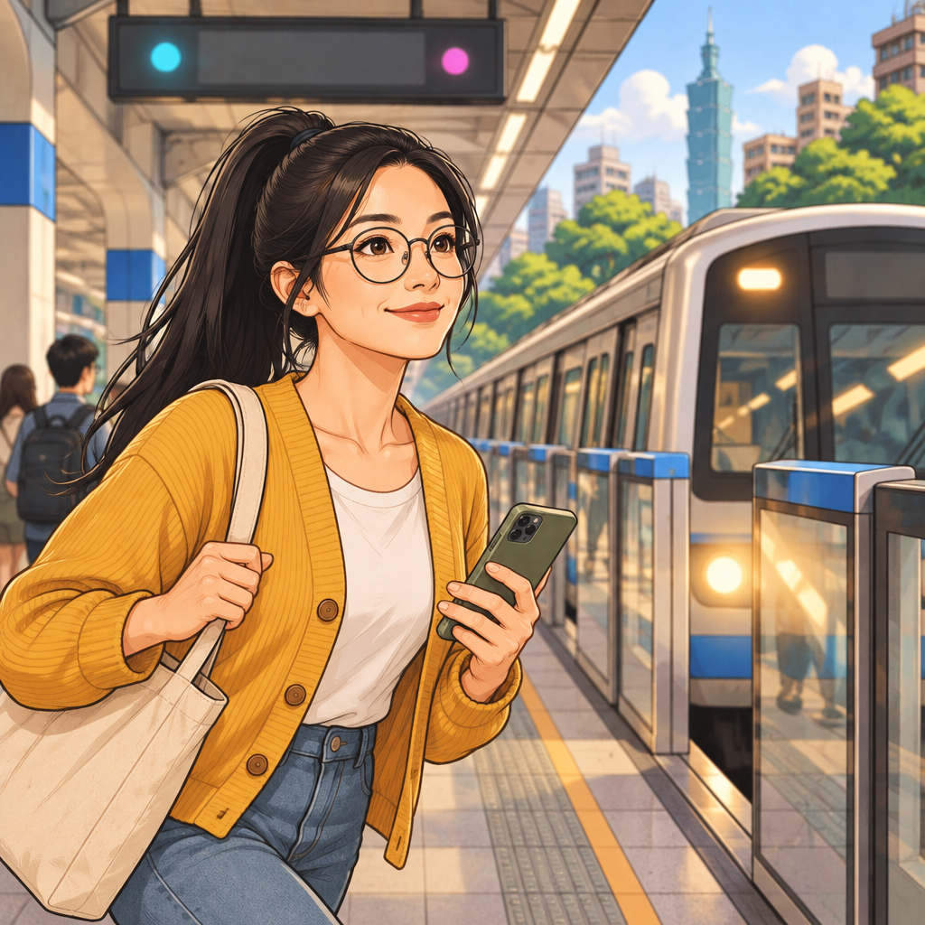Yi-Jun heads toward an arriving MRT train whenever the opportunity arises.