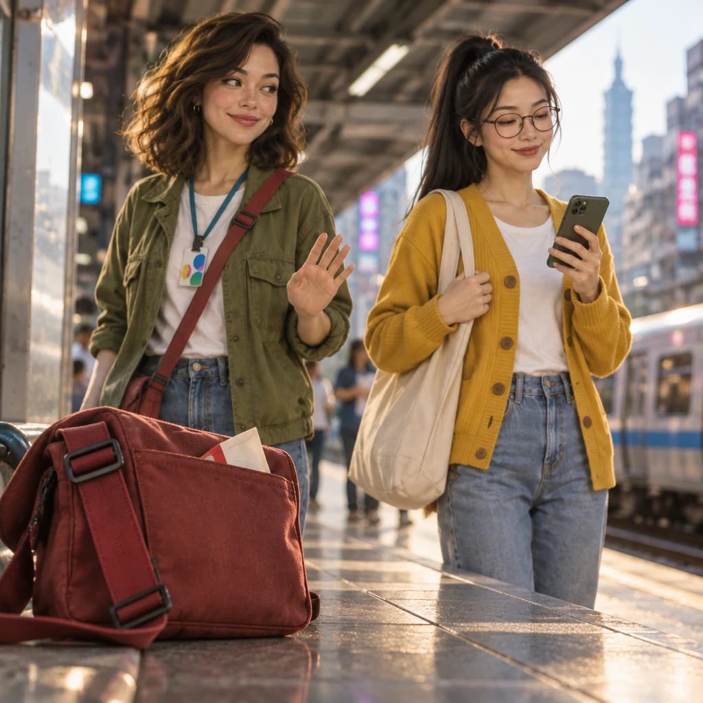 Maya suggests another day after Yi-Jun checks a work message, while a folded fortune slip stays unexplained by her bag.