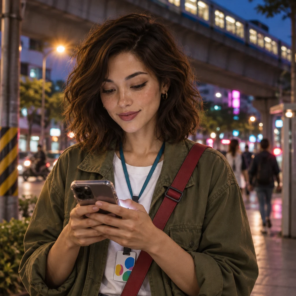 Maya checks her phone after getting Mr. Wang's message.