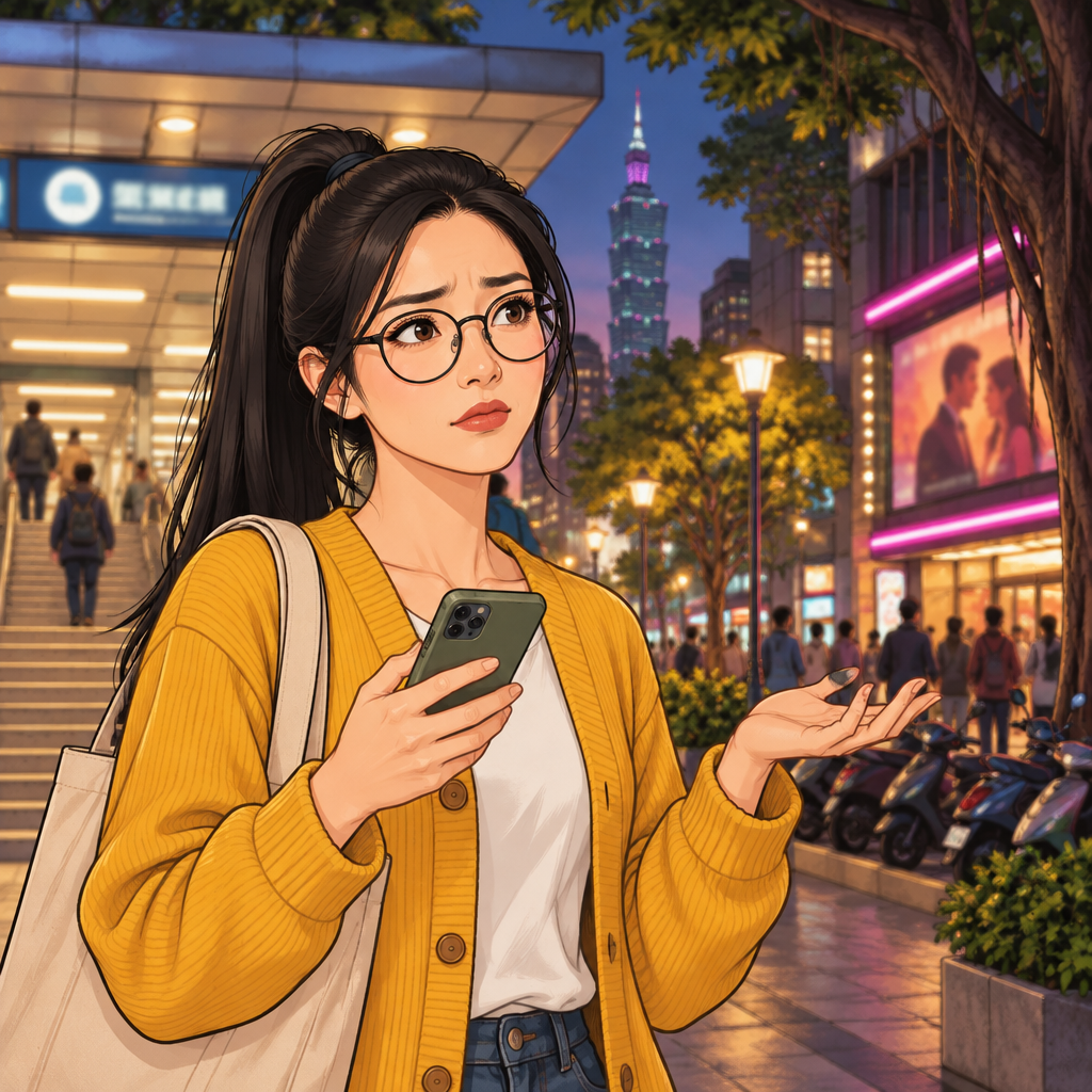 Yi-Jun studies his phone with an unsure expression while asking the group for an update.